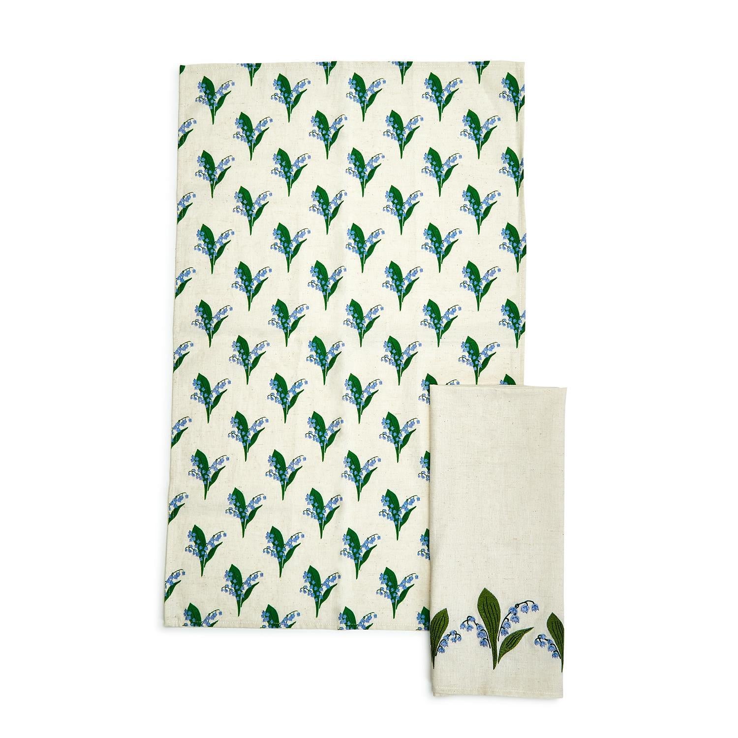 Twos Company Lily of the Valley Set of 2 Dish Towels