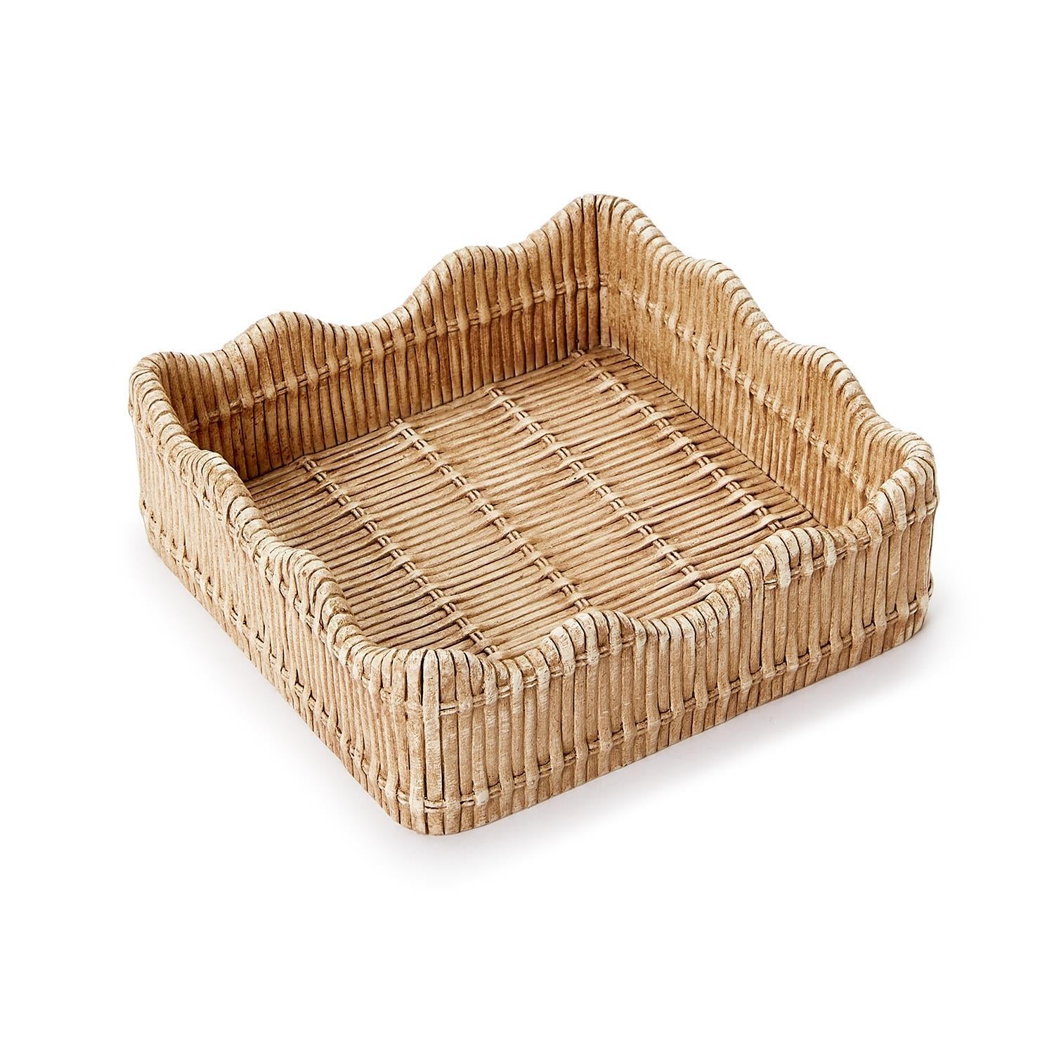 Two's Company Basket Weave Cocktail Napkin Holder - Resin