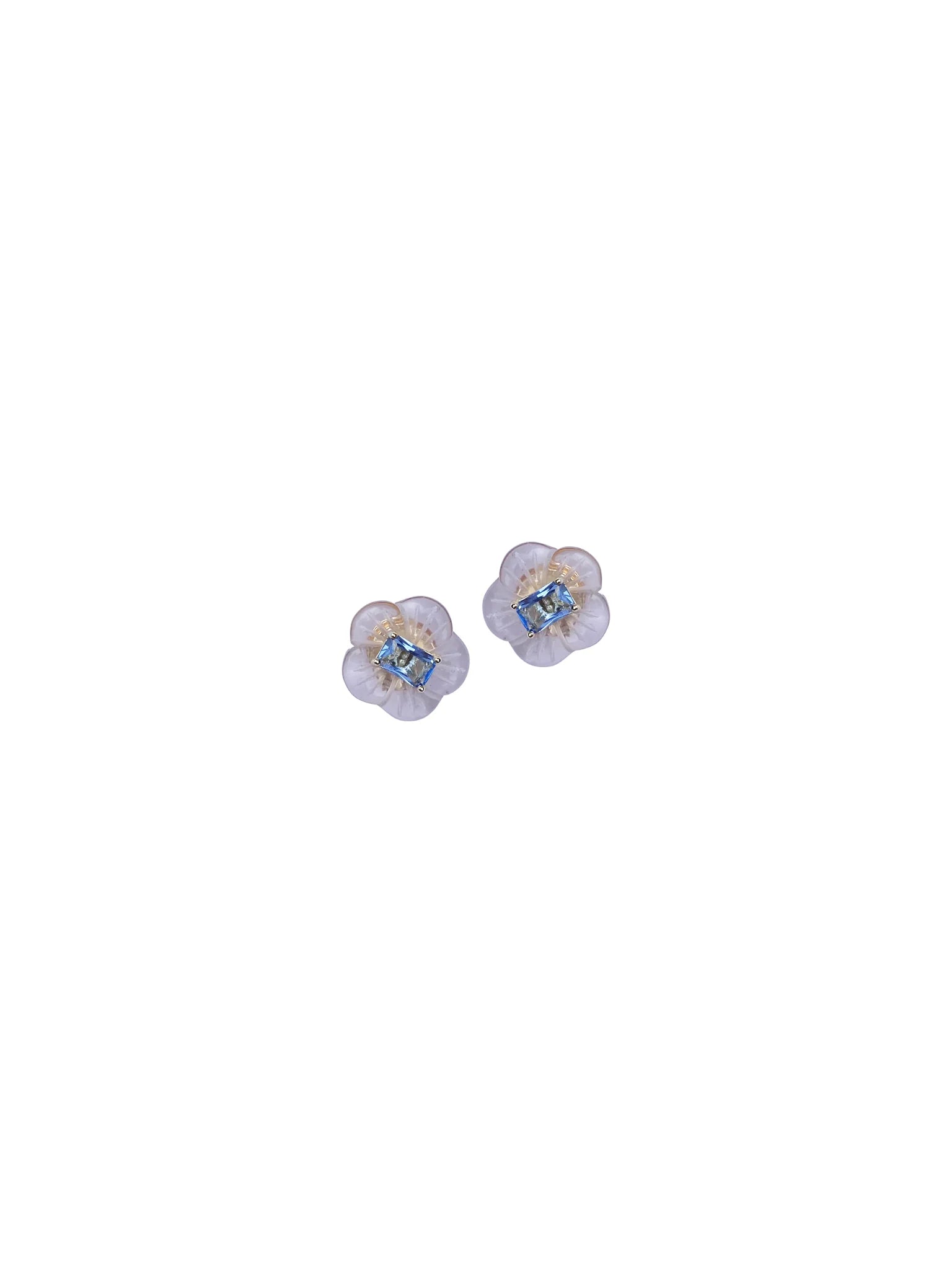 Nicola Bathie Lavender & Periwinkle Chinoiserie Blossom Flower Stud