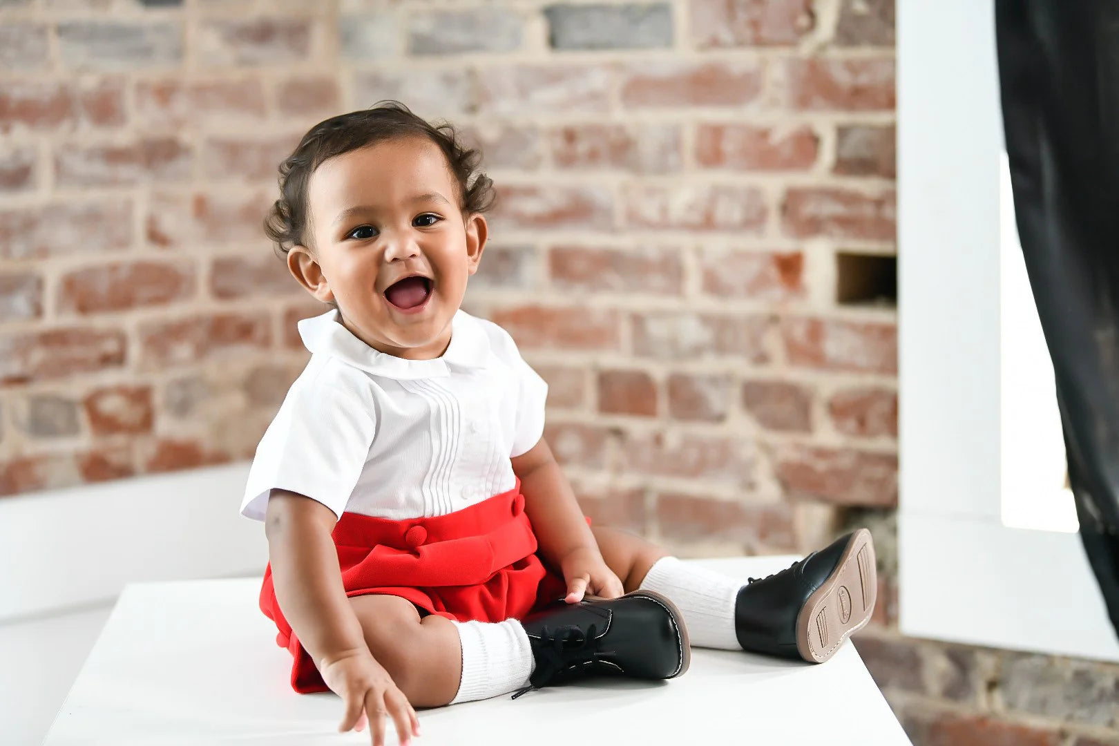 Florence Eiseman Pique and Velvet Short Sleeve All in One Sortall - Red & White