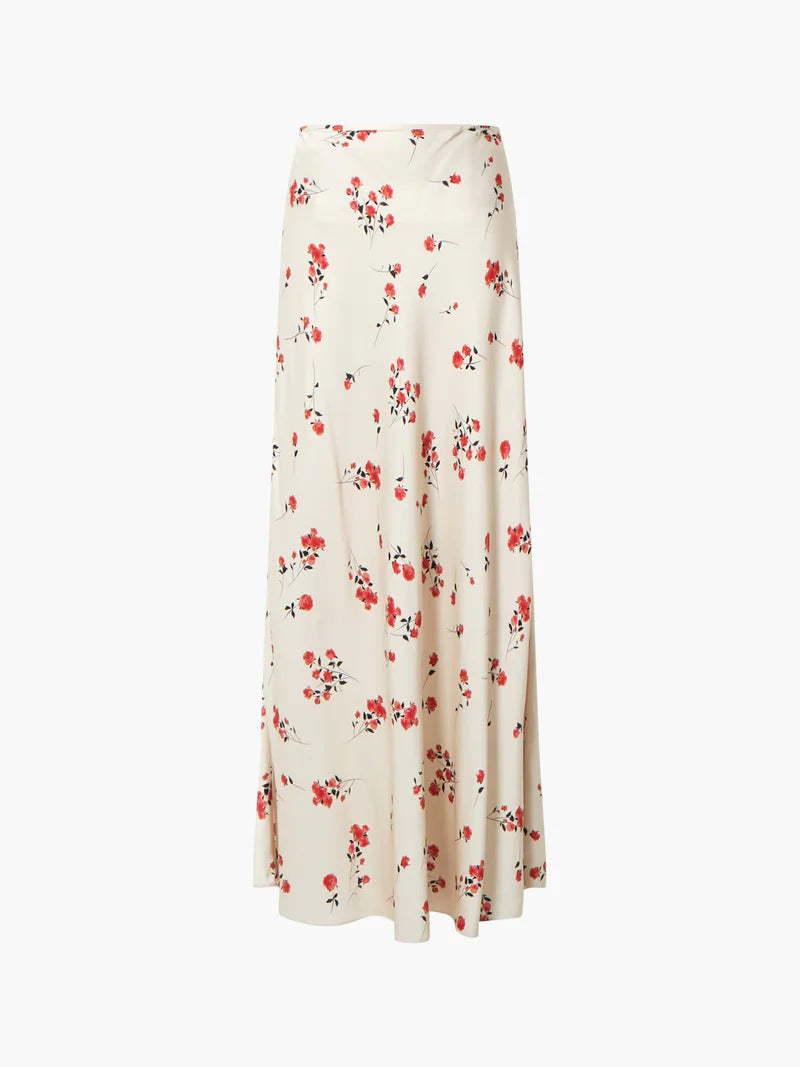 French Connection Floramour Ennis Satin Maxi Skirt - Classic Cream Multi