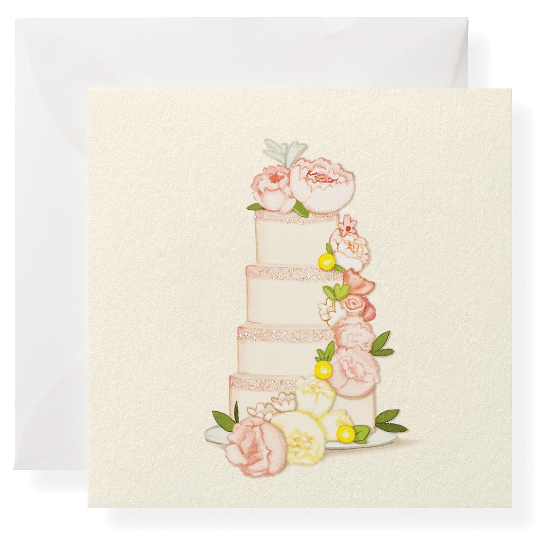 Karen Adams Wedding Cake w/ Flowers Gift Enclosure