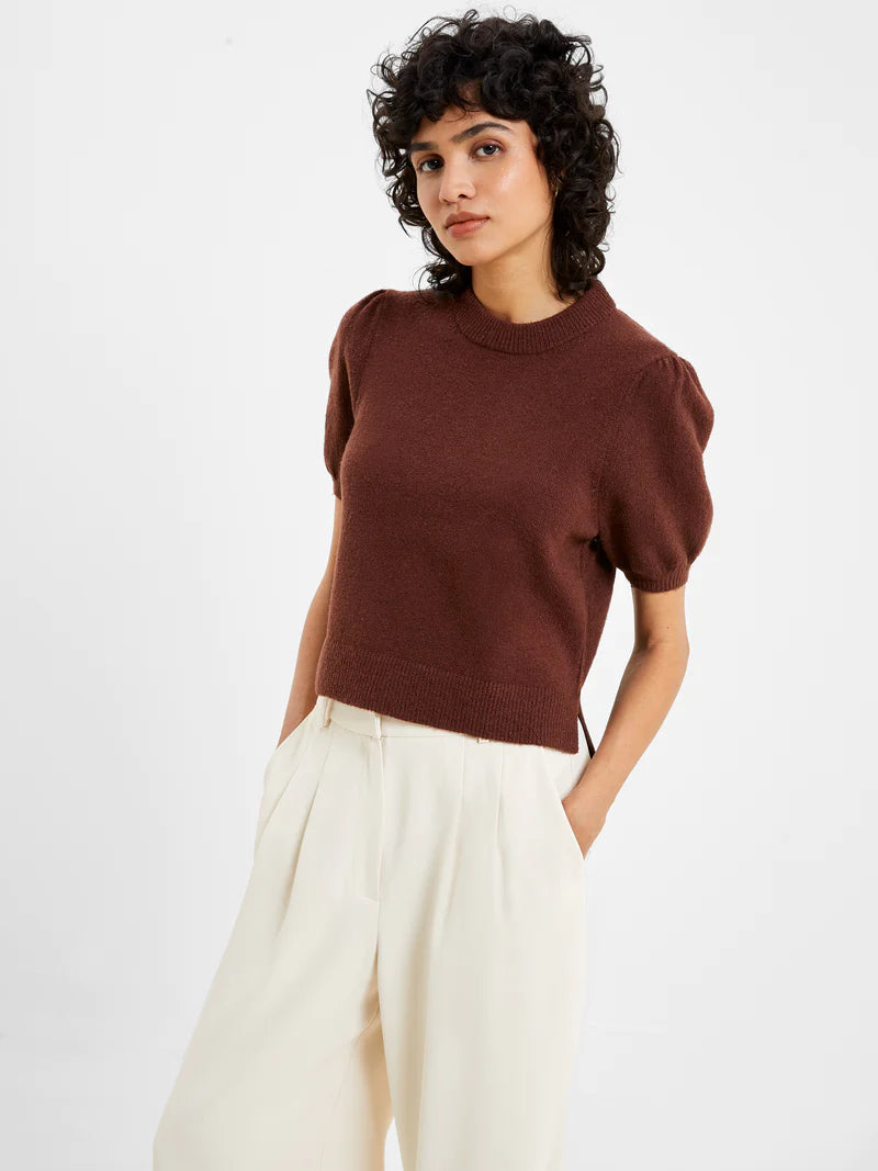 French Connection Vhari Short Sleeve Jumper - Bitter Chocolate