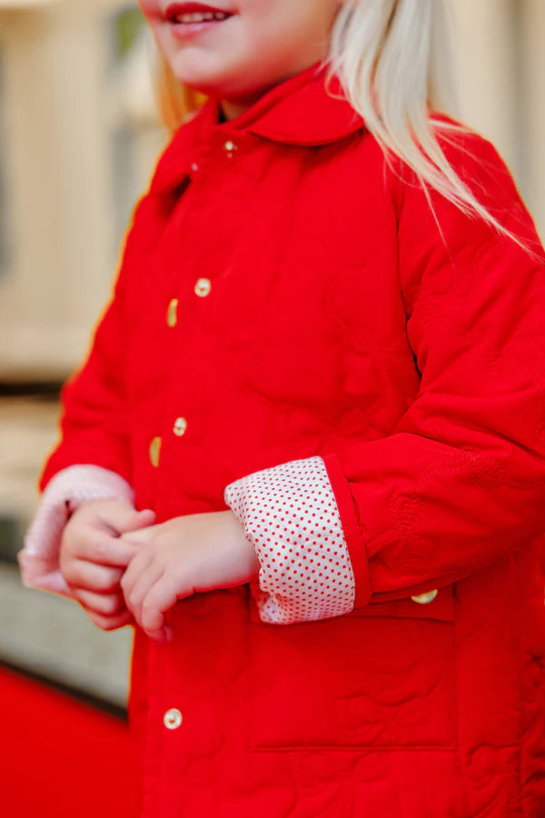 The Beaufort Bonnet Company Kendall Quilted Coat - Richmond Red Bows w/ Richmond Red Micro Dot