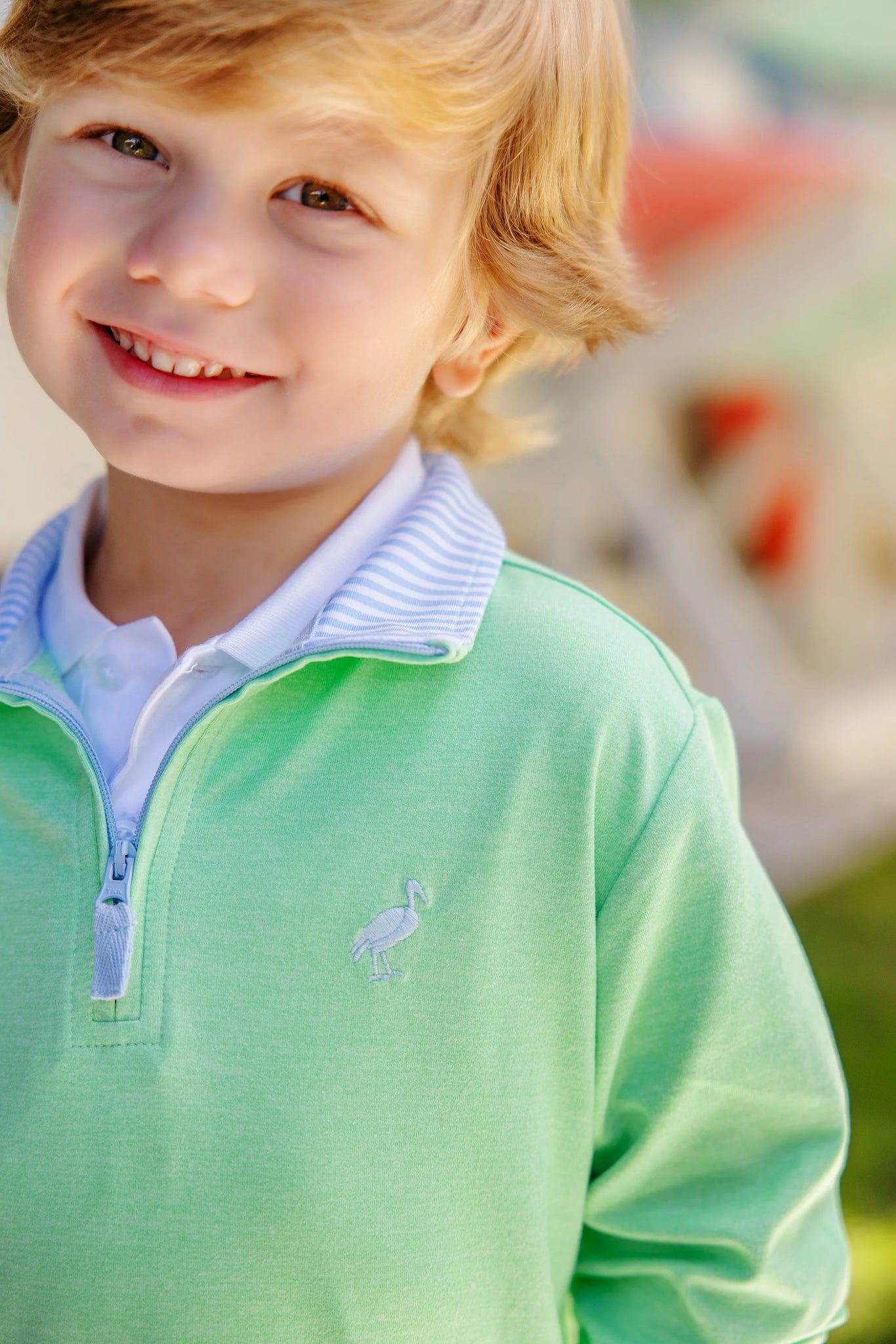 The Beaufort Bonnet Company Prepletic™ Hayword Half Zip - Grace Bay Green/Beale St Blue Stripe