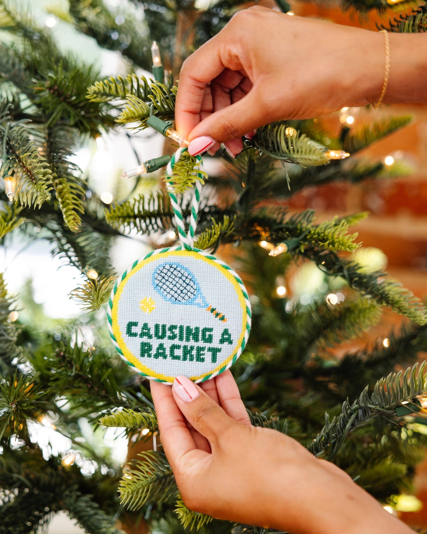 Furbish Studio Needlepoint Ornament - Causing a Racket