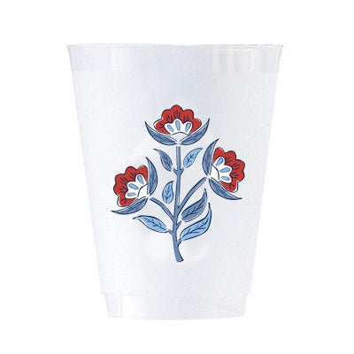 WH Hostess 16 oz. Shatterproof Cups - Red Floral Block