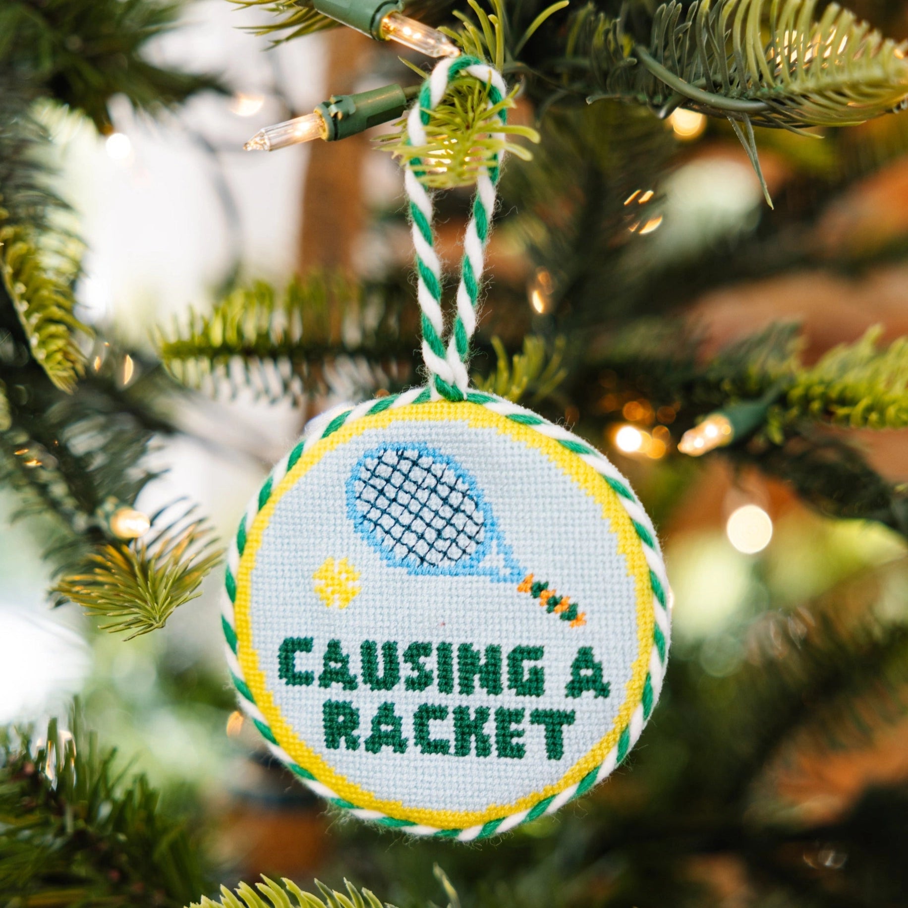 Furbish Studio Needlepoint Ornament - Causing a Racket
