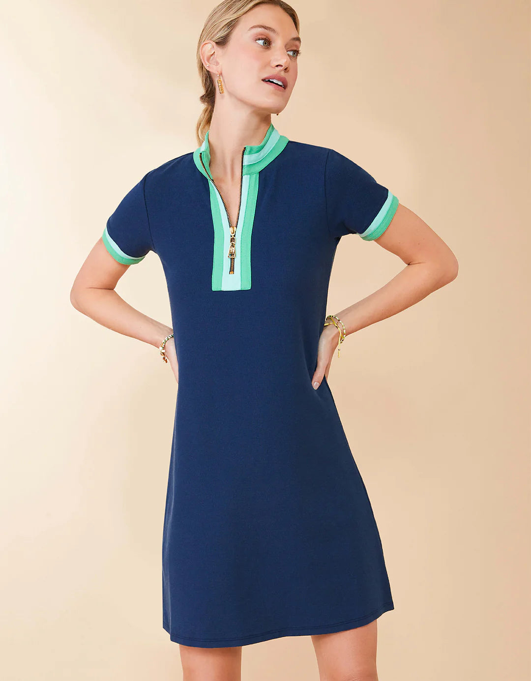 Spartina 449 Short Sleeve Serena Pique Dress - Midnight Blue