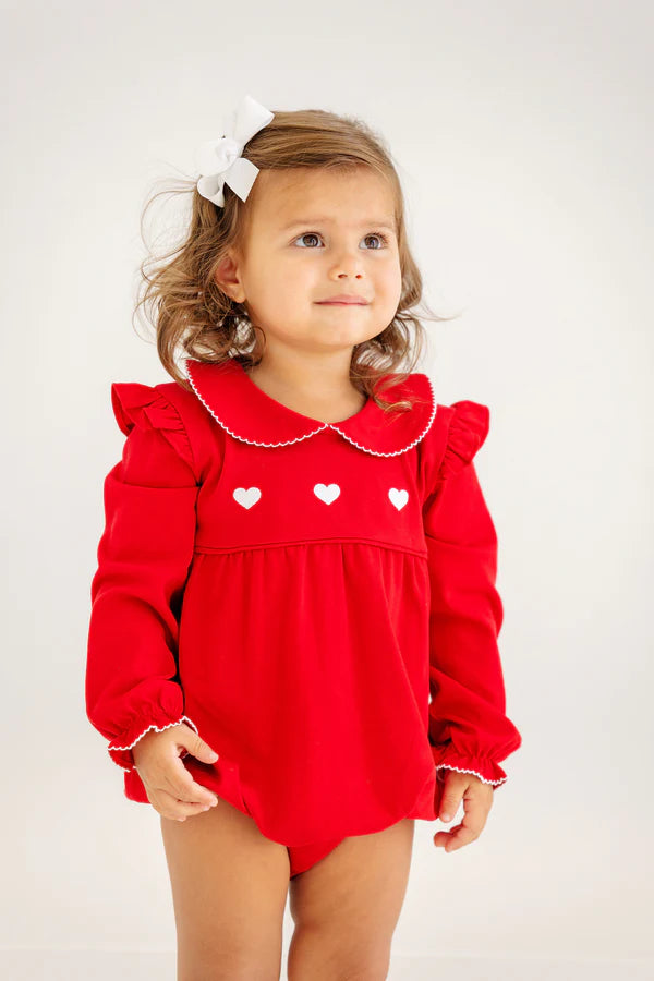 The Beaufort Bonnet Company Long Sleeve Biltmore Bubble - Richmond Red/Worth Ave White/Hearts