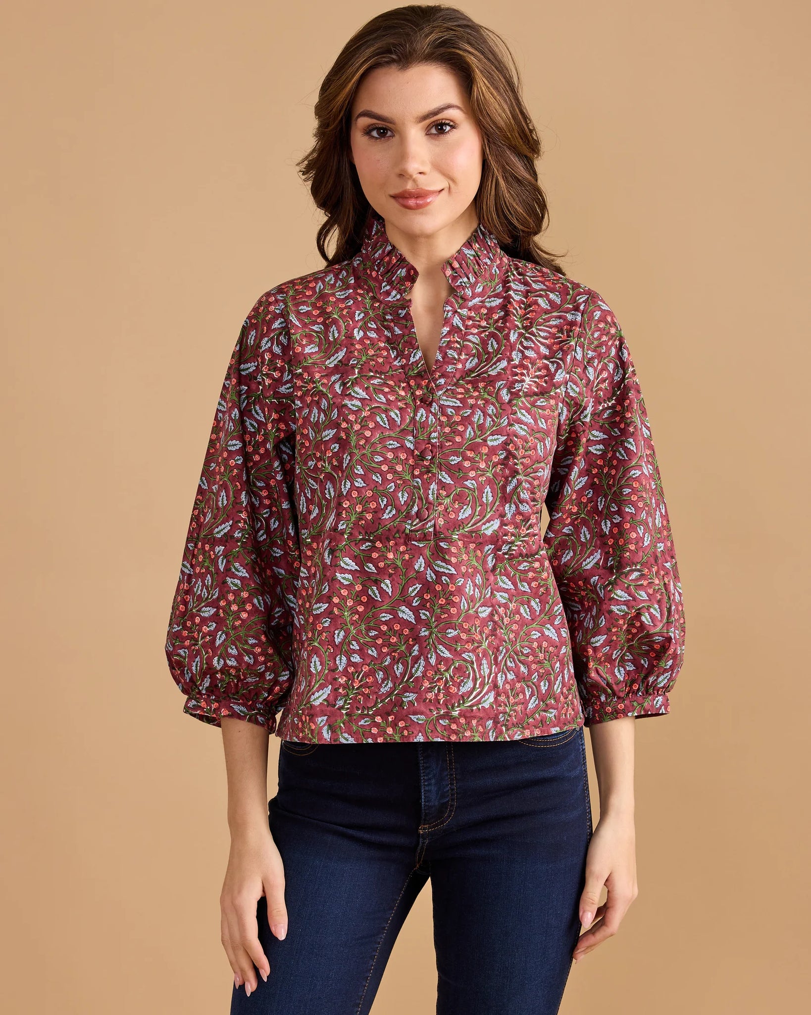 Double A Daniella Top - Climbing Floral