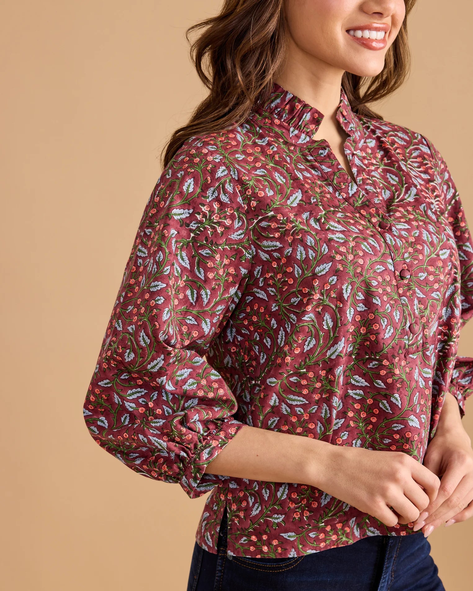Double A Daniella Top - Climbing Floral