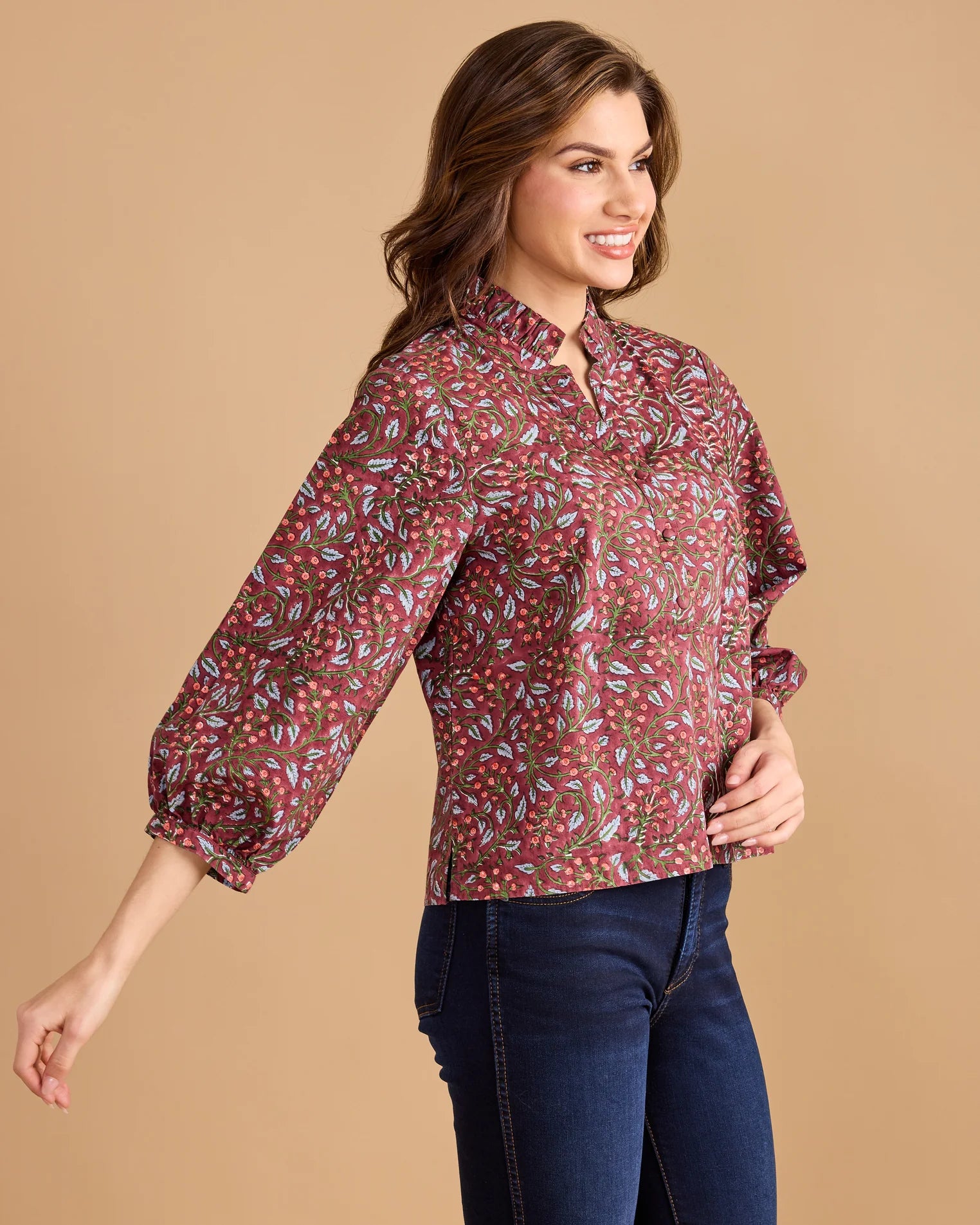 Double A Daniella Top - Climbing Floral