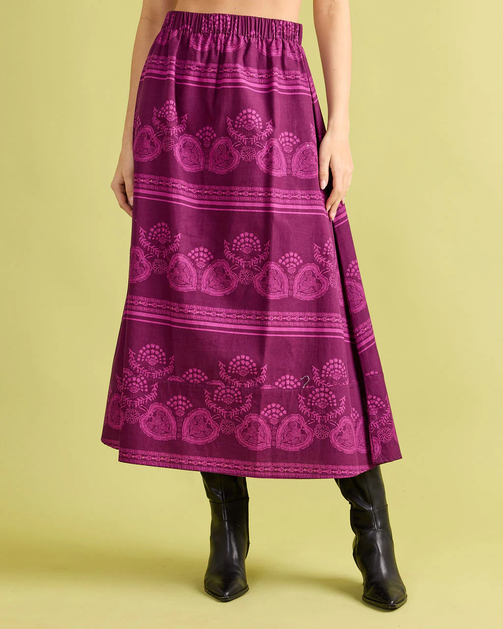 Double A Marisol Skirt - Garden Motif Plum