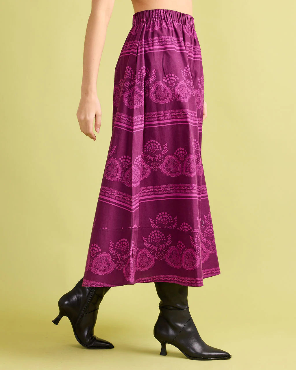 Double A Marisol Skirt - Garden Motif Plum