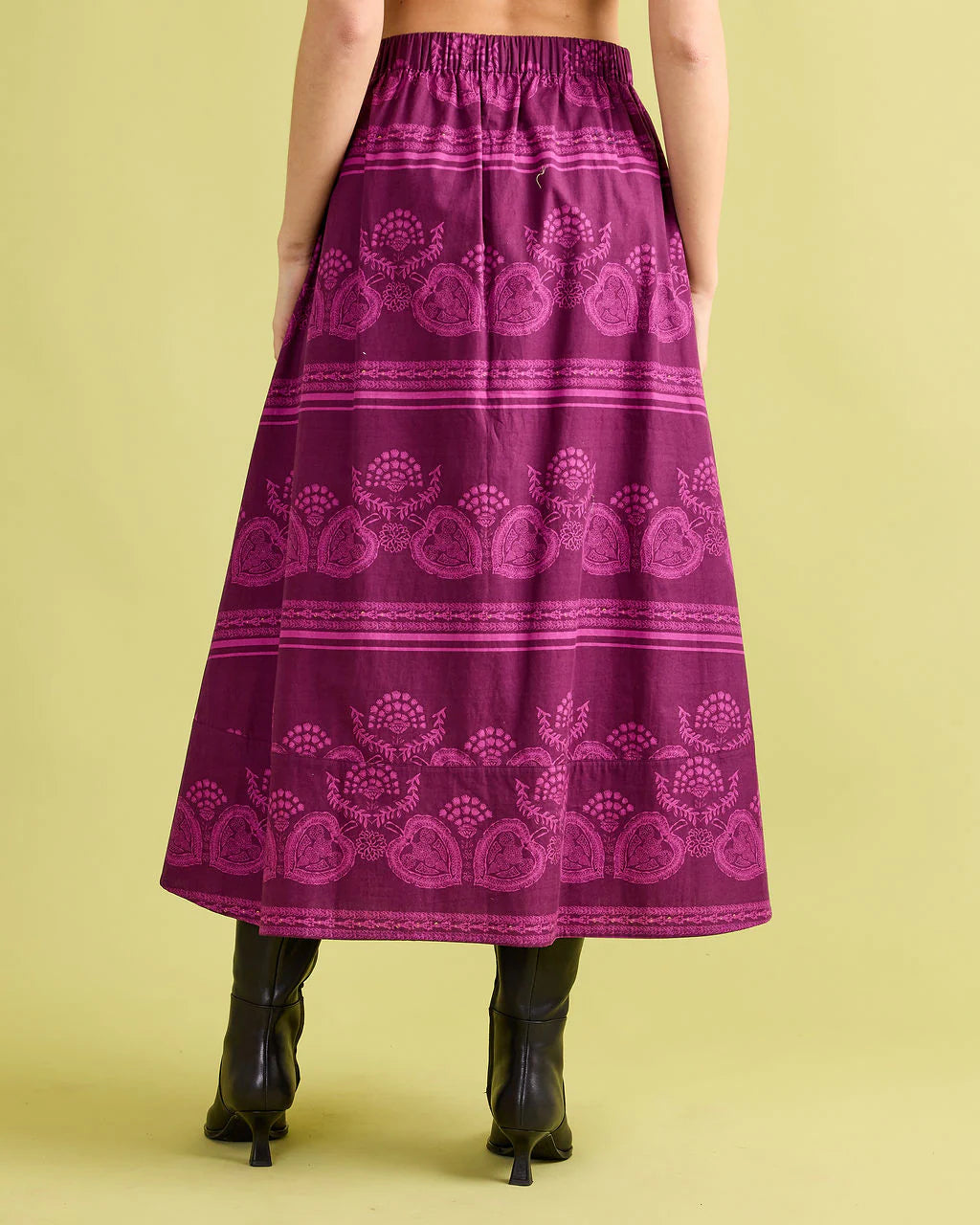 Double A Marisol Skirt - Garden Motif Plum