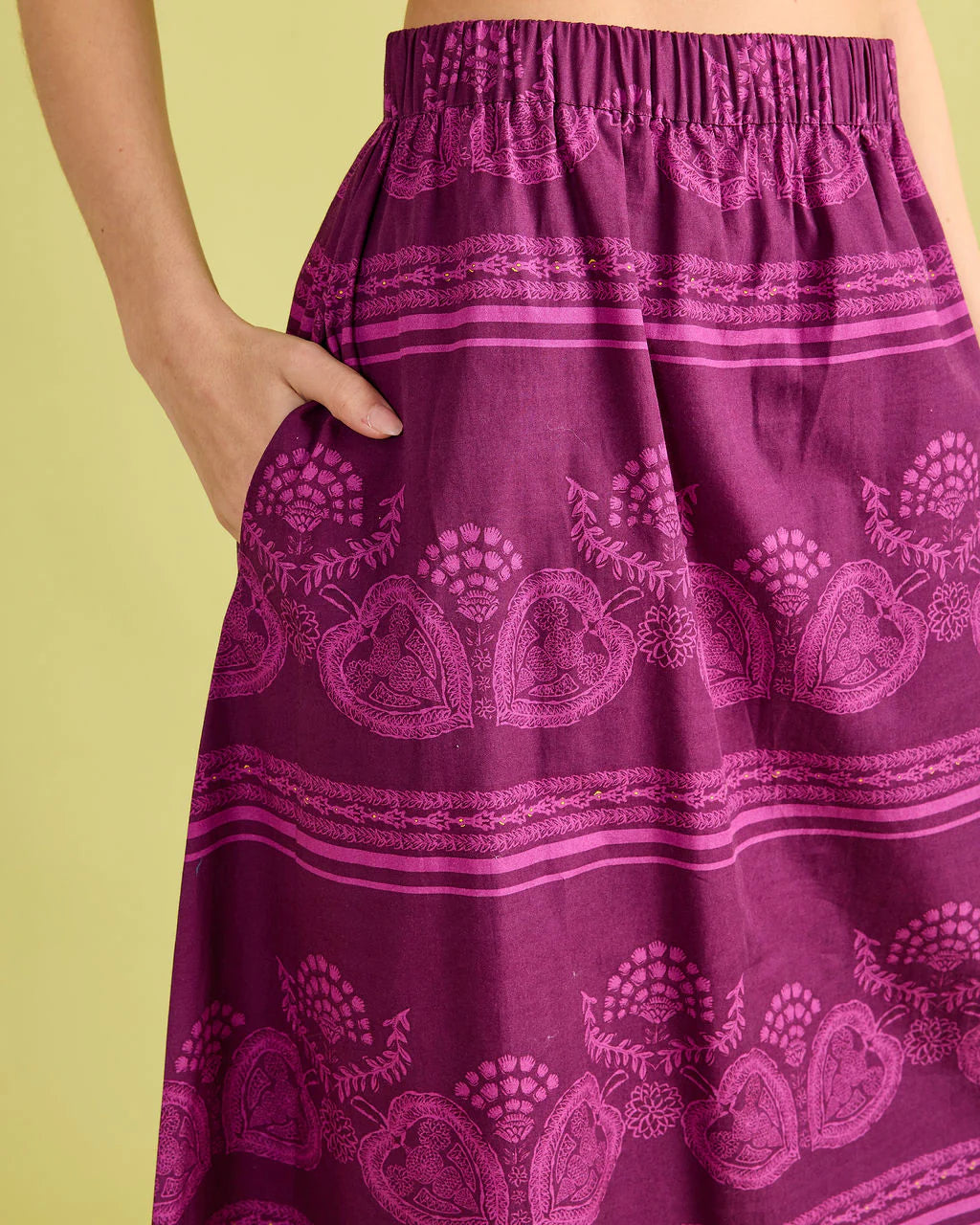 Double A Marisol Skirt - Garden Motif Plum