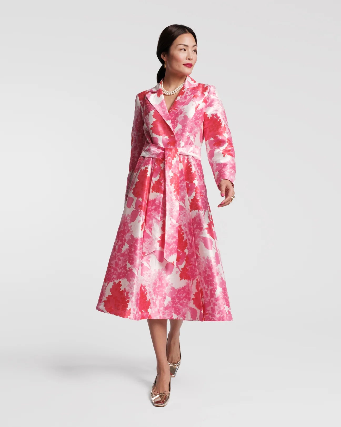 Frances Valentine Lucille Wrap Dress - Dupioni Pink Hydrangea