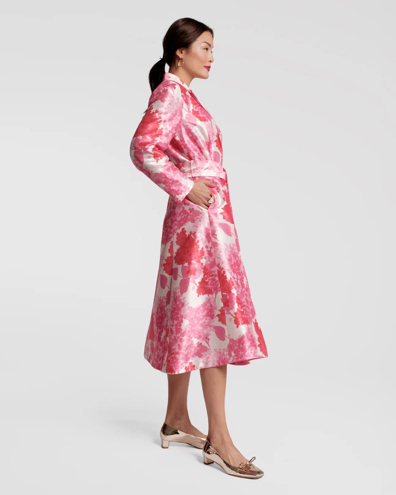 Frances Valentine Lucille Wrap Dress - Dupioni Pink Hydrangea