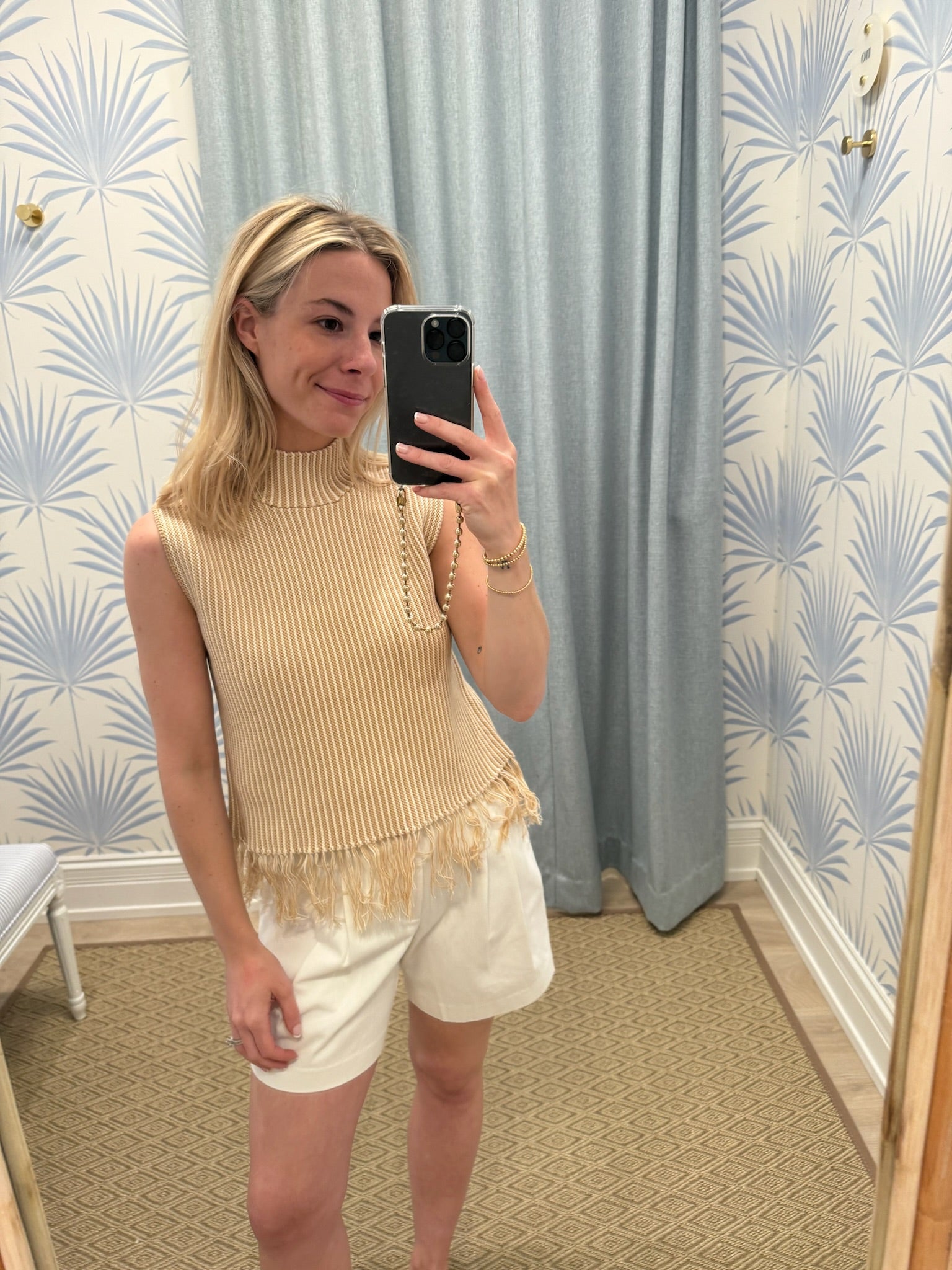 Anna Cate Laurant Knit Blouse - Camel and Ivory