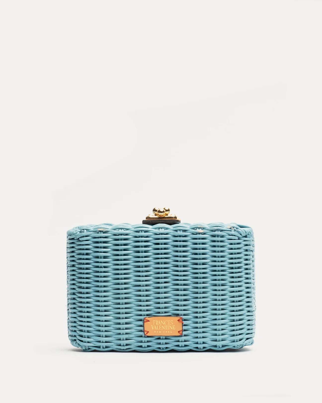 Frances Valentine Paige Wicker Box Clutch - Light Blue