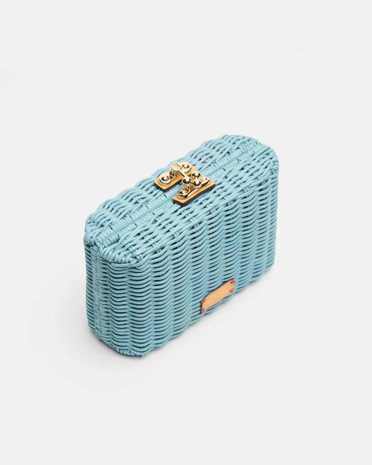 Frances Valentine Paige Wicker Box Clutch - Light Blue