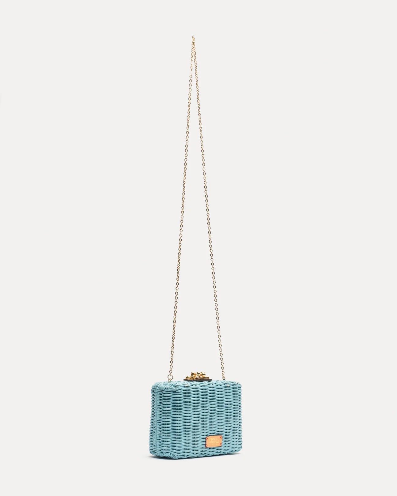 Frances Valentine Paige Wicker Box Clutch - Light Blue