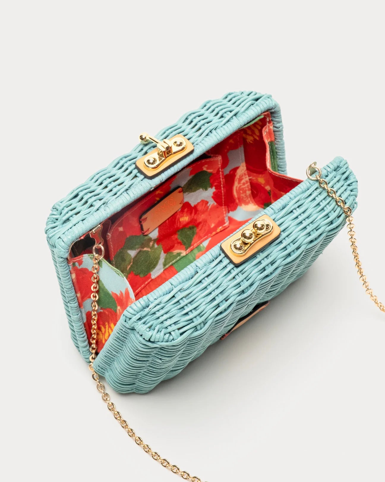 Frances Valentine Paige Wicker Box Clutch - Light Blue