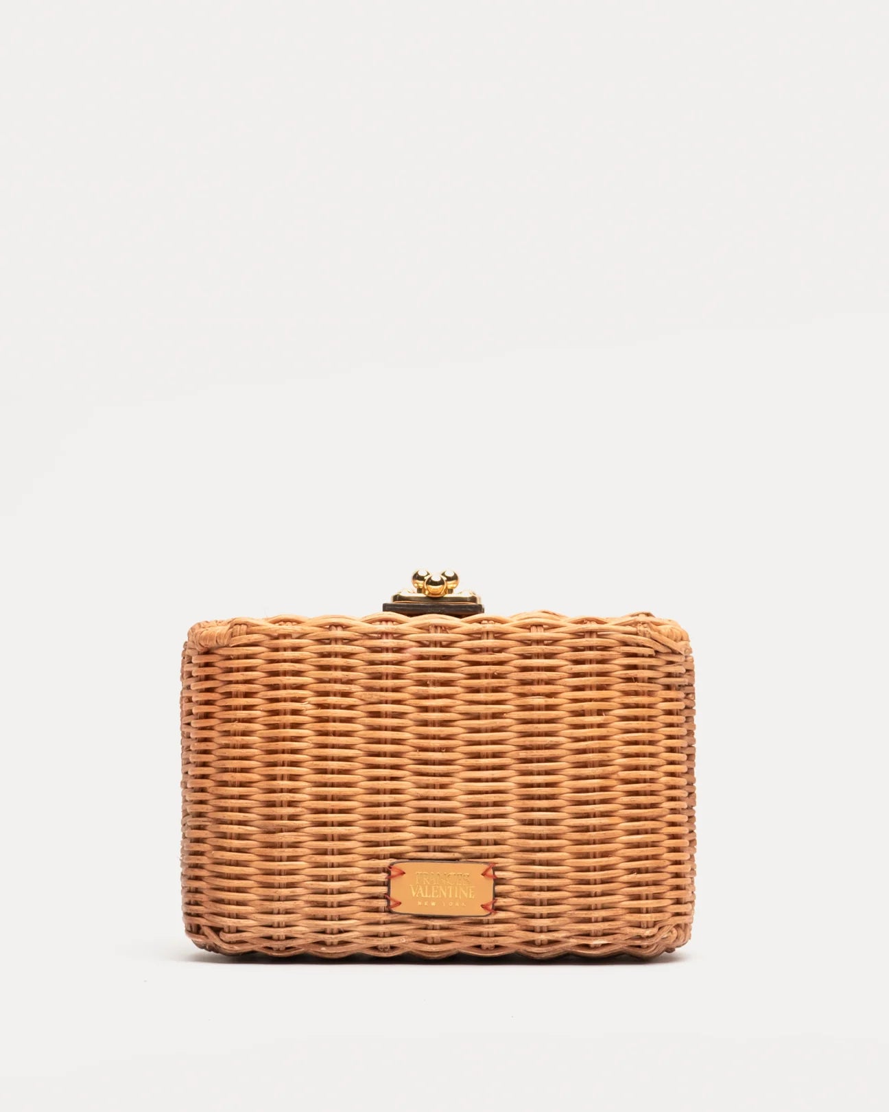 Frances Valentine Paige Wicker Box Clutch - Toast