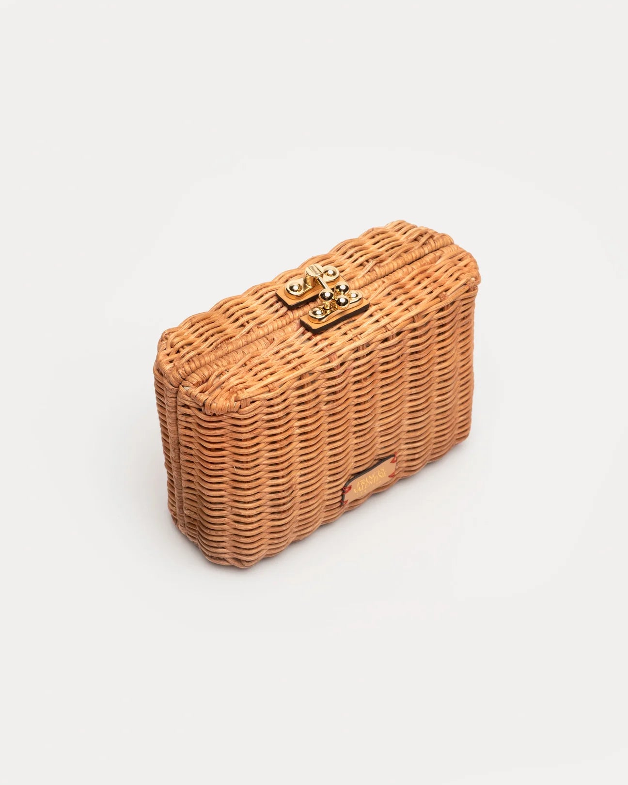 Frances Valentine Paige Wicker Box Clutch - Toast