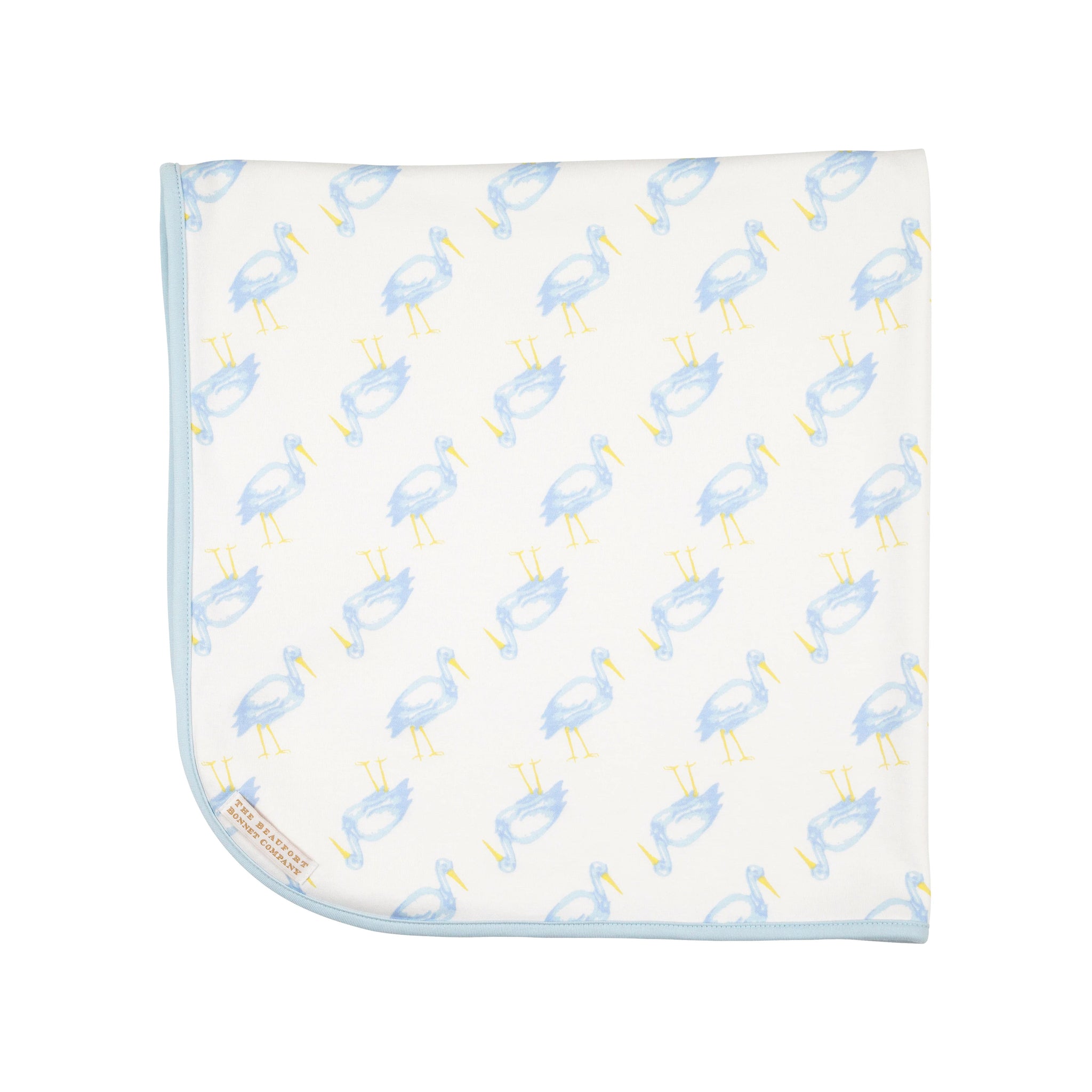 The Beaufort Bonnet Company - Baby Buggy Blanket - Sir Proper Stork with Buckhead Blue