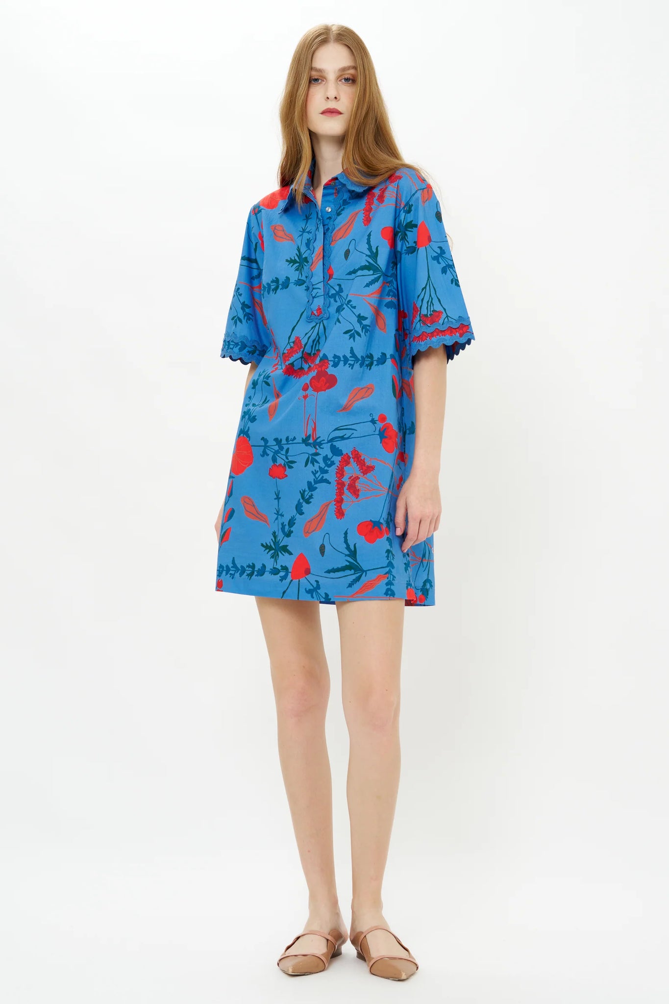 Oliphant Collared Shirt Mini Dress - Bartram Blue