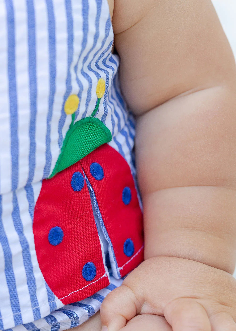 Florence Eiseman Seersucker Romper w/ Ladybug