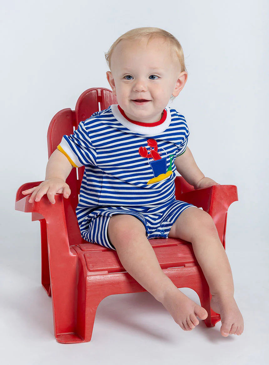 Florence Eiseman Stripe Knit Shortall w/ Lobster & Sand Toys