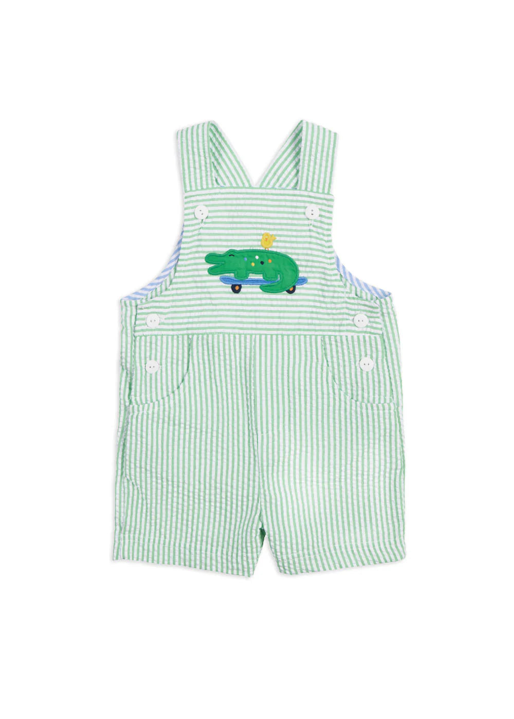 Florence Eiseman Seersucker Shortall w/ Skateboarding Gator