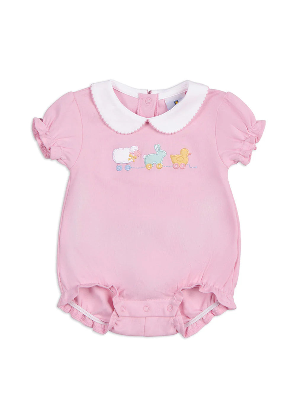 Florence Eiseman Knit Romper w/ Bunny, Chick & Lamb - Pink