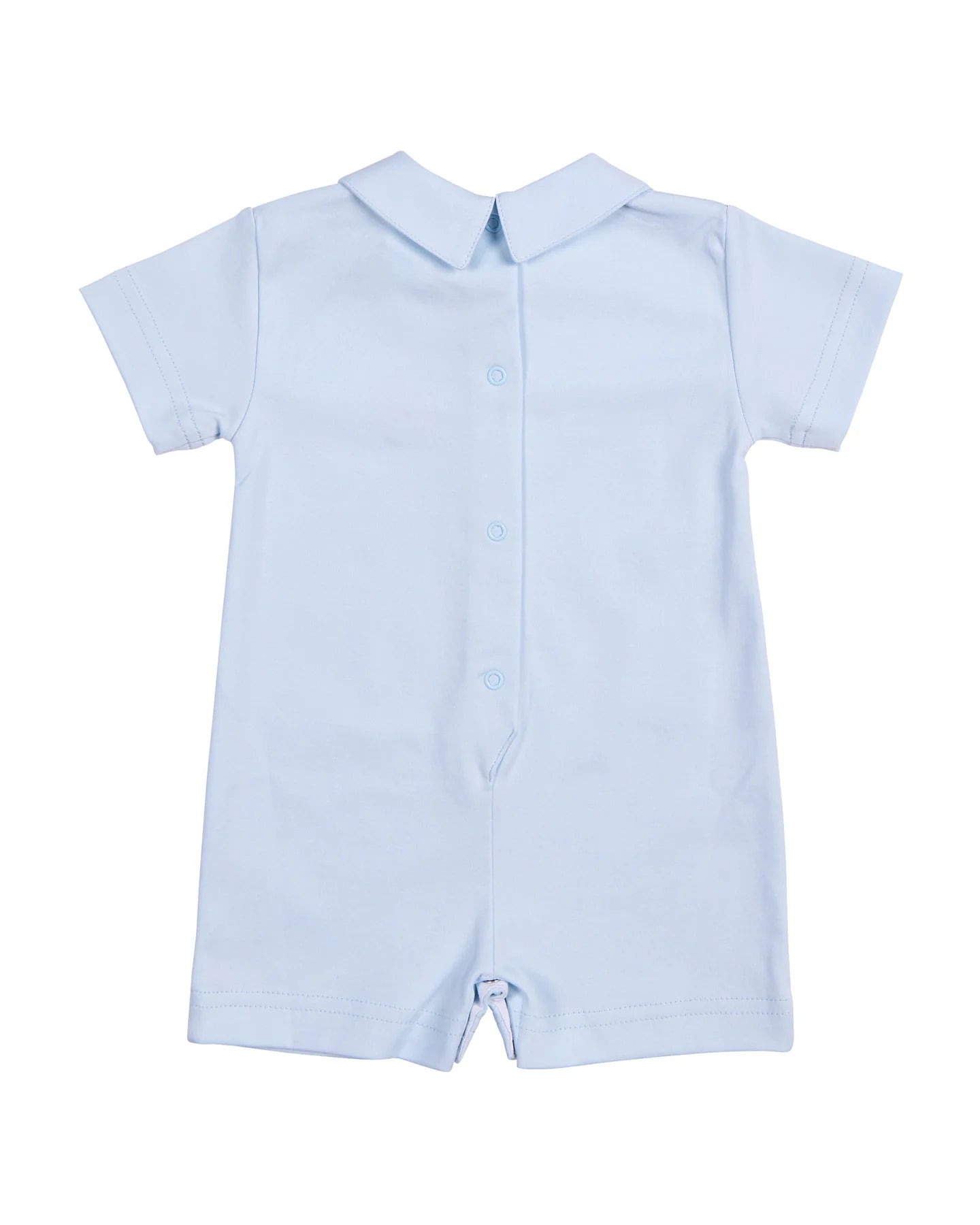 Florence Eiseman Knit Shortall w/ Bunny, Chick & Lamb - Blue