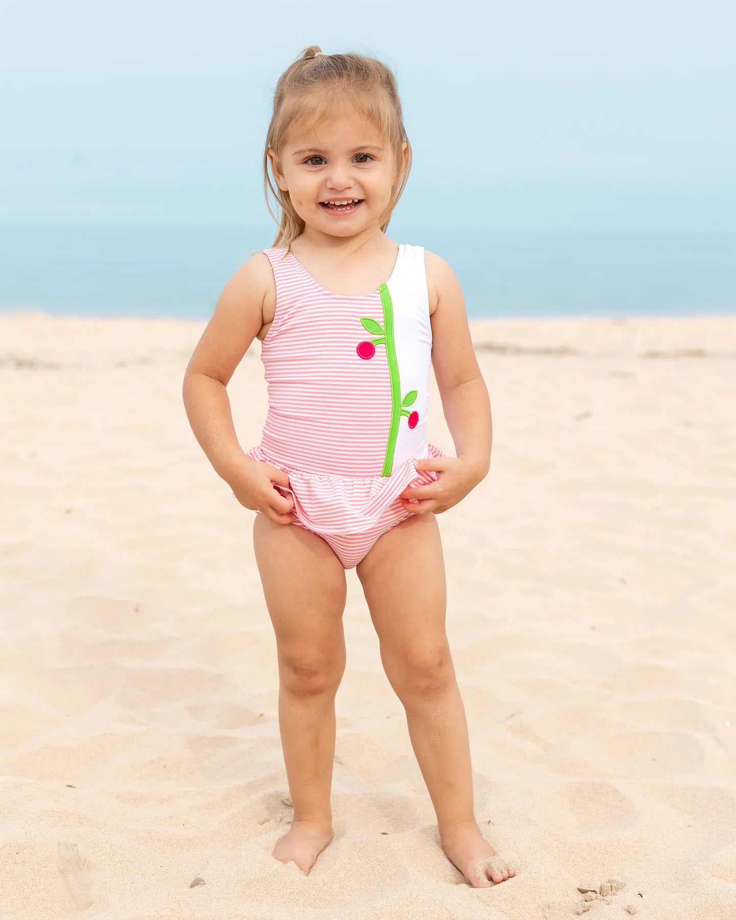 Florence Eiseman Seersucker Skirted Swimsuit w/ Cherries