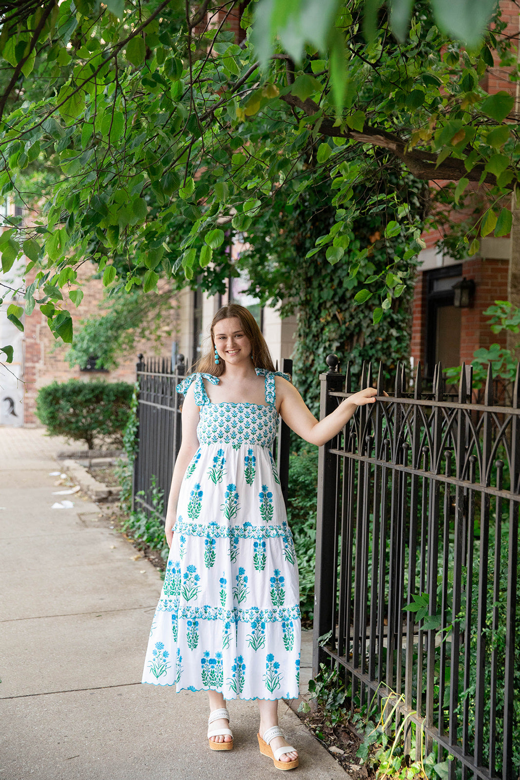 Pink City Prints Athens Dress - Aqua Botanical