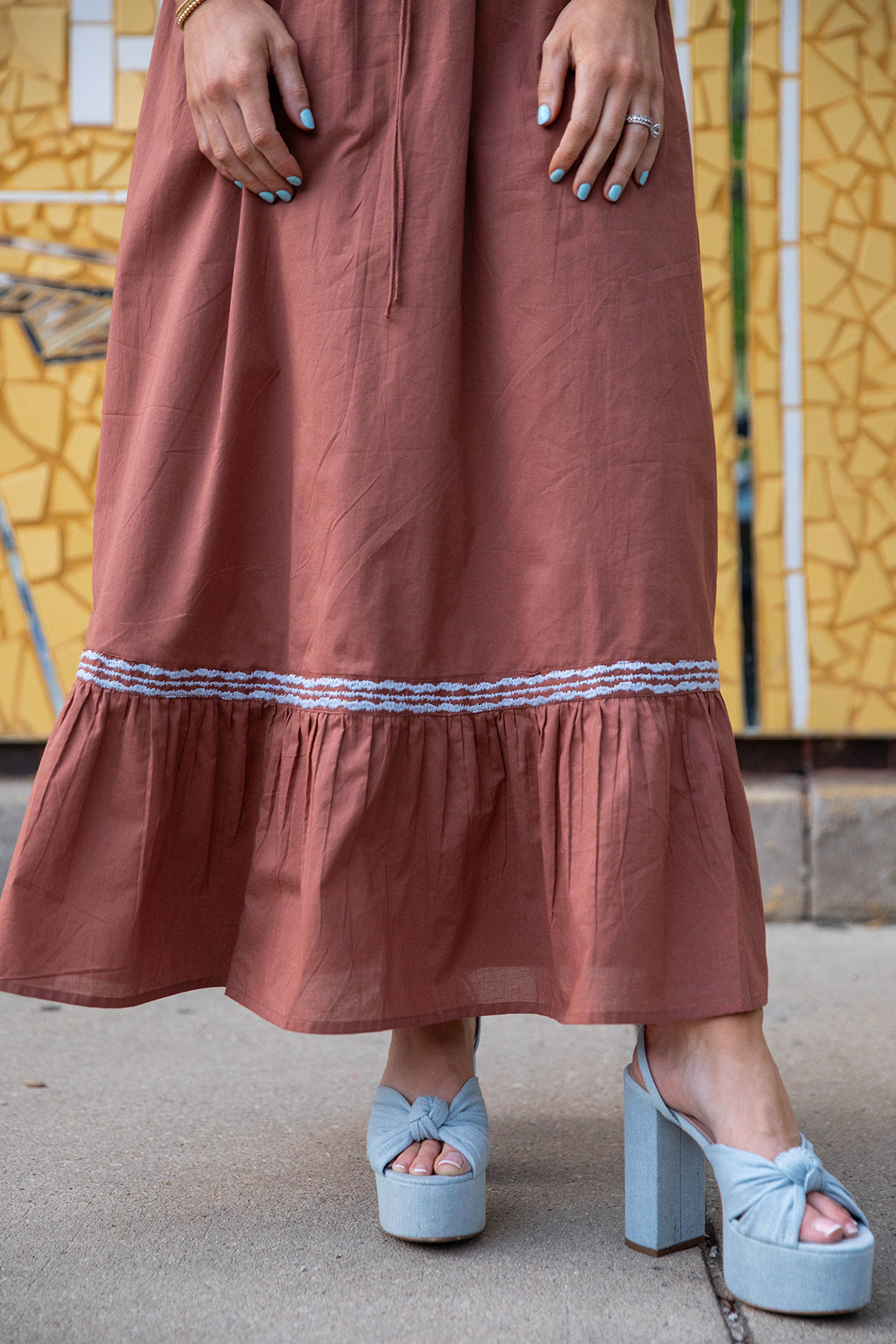 Lilla P Gathered Waist V-Neck Dress