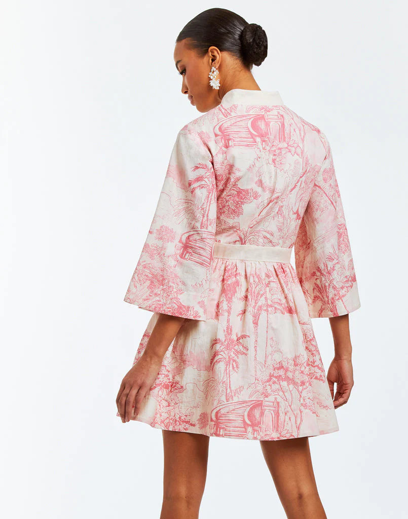 Mestiza Carmen Mini Dress - Pink/Ivory Toile