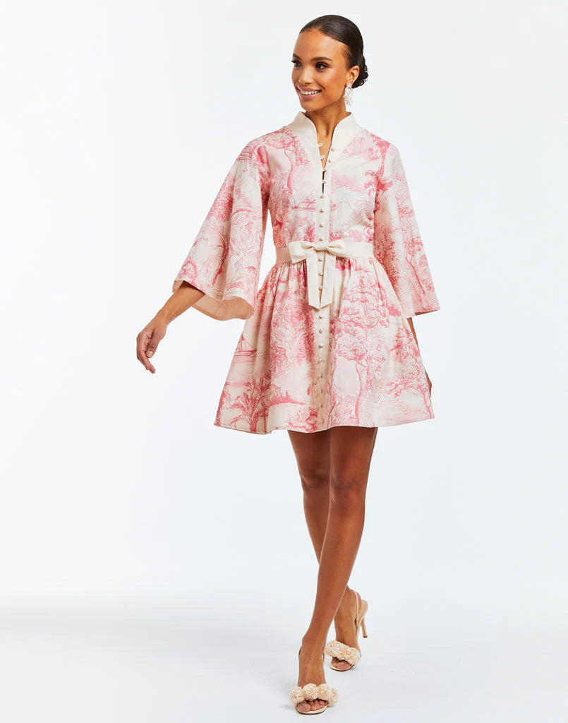 Mestiza Carmen Mini Dress - Pink/Ivory Toile