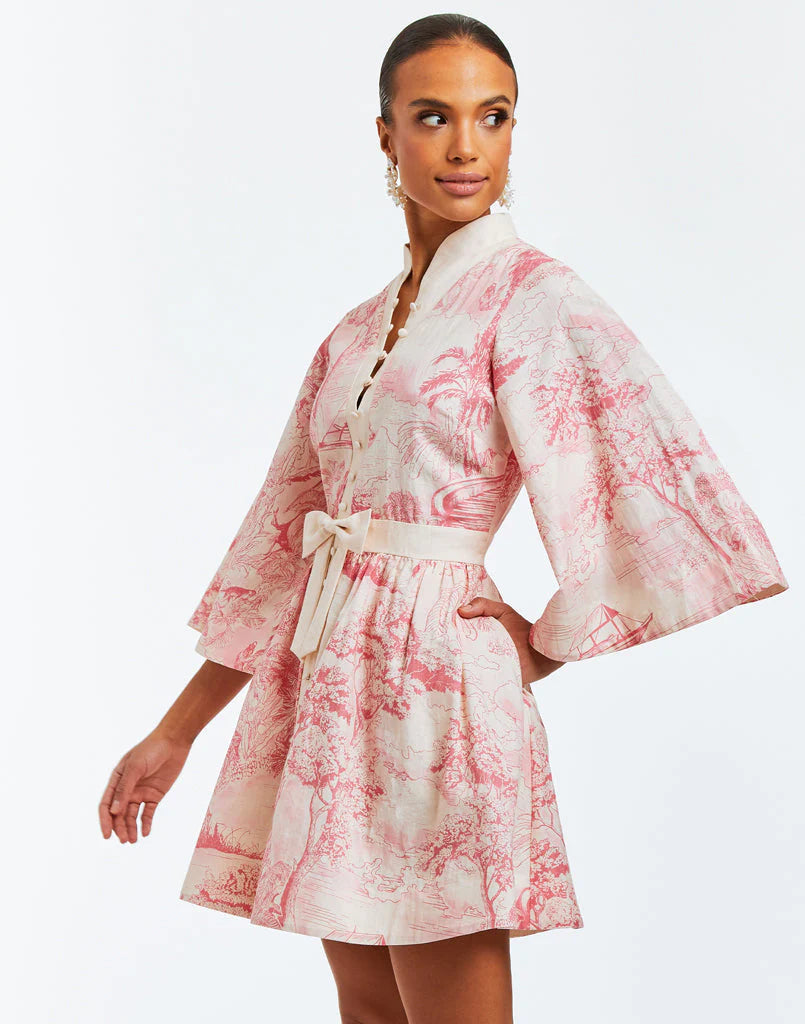 Mestiza Carmen Mini Dress - Pink/Ivory Toile