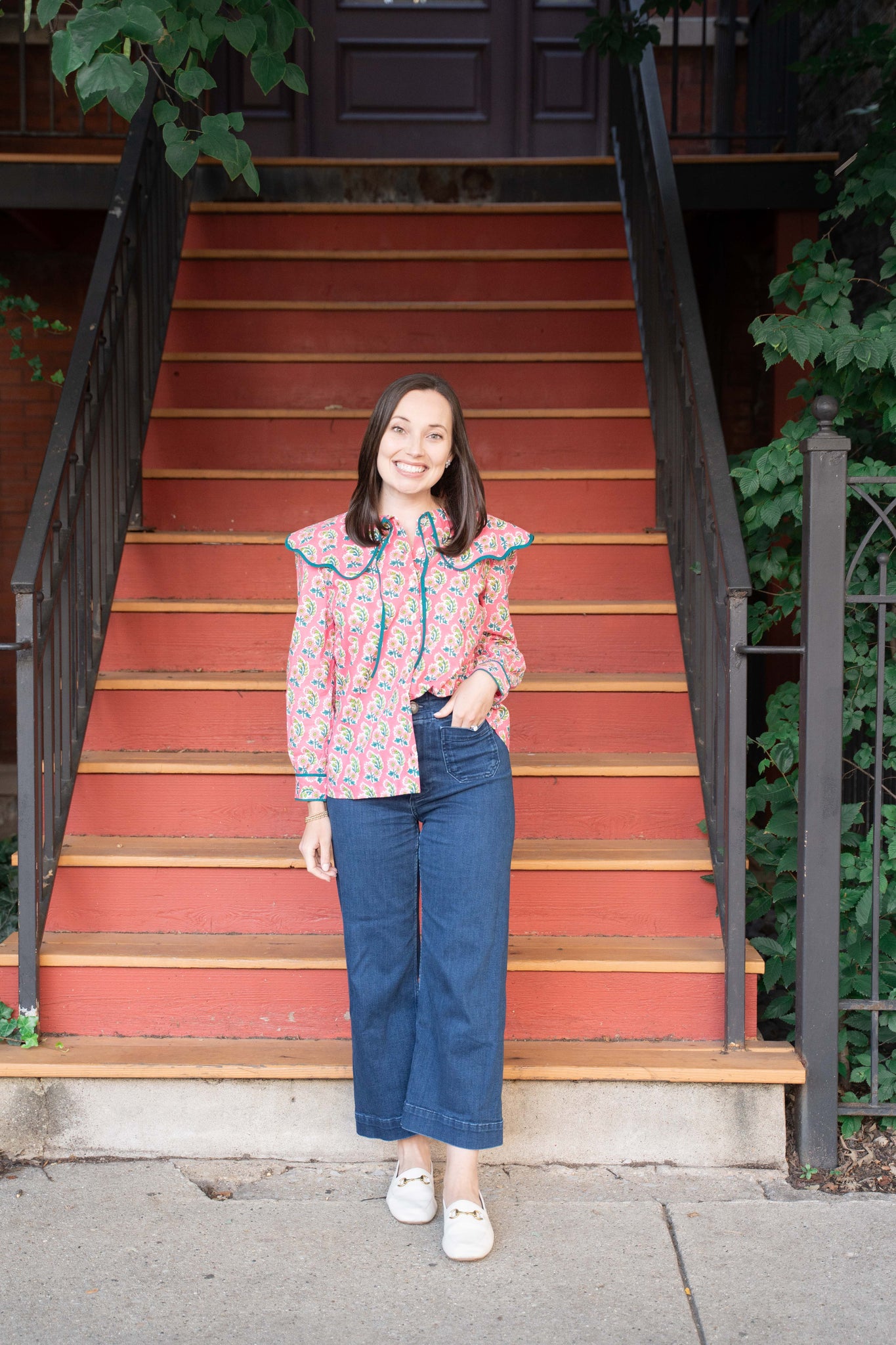 Pink City Prints Apple Blouse - Candy Zinnia