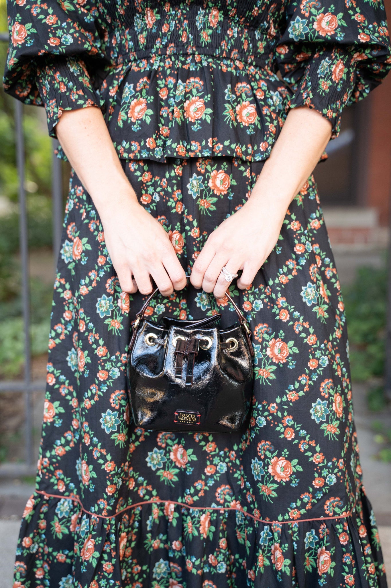Frances Valentine Minnie Bucket Crinkled Leather Bag - Black