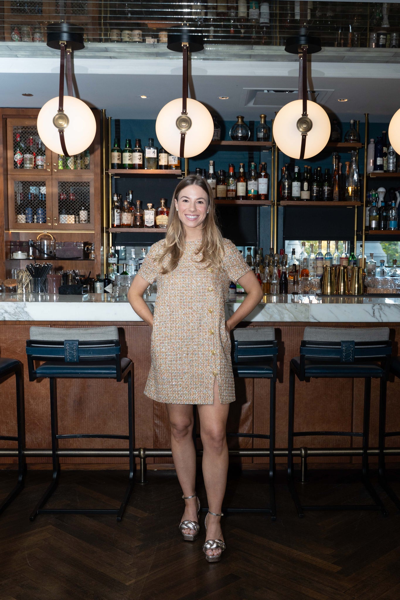 Mestiza Isolde Mini Dress - Gold Sparkle Tweed