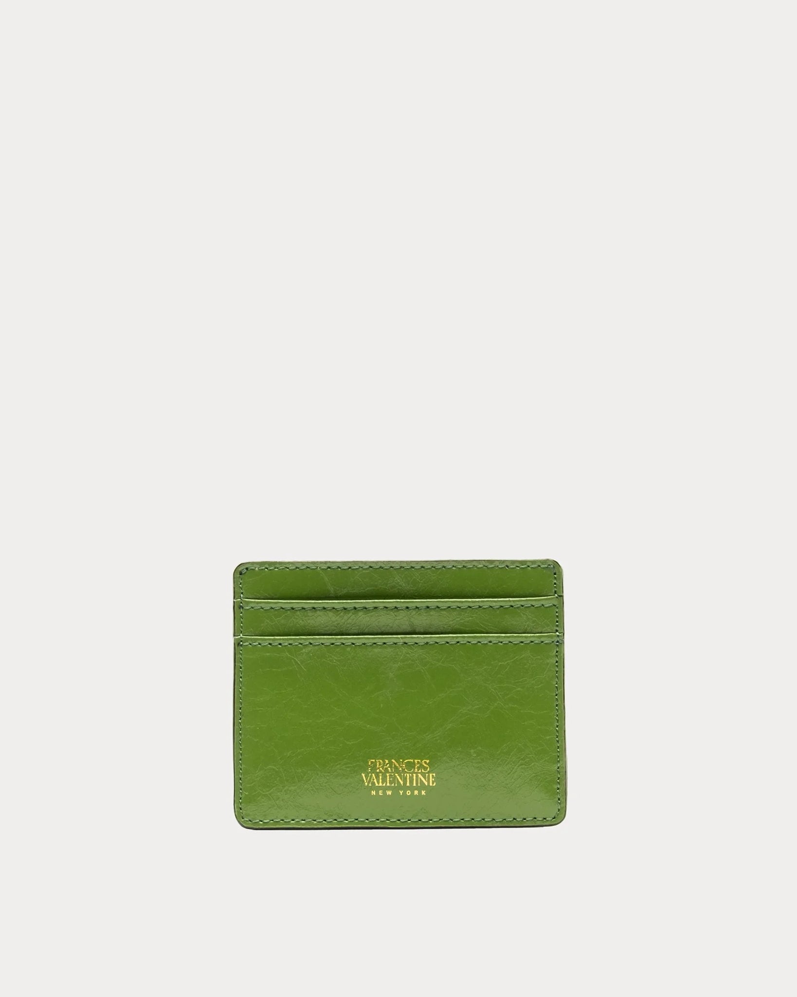 Frances Valentine Card Case Crinkled Leather - Green