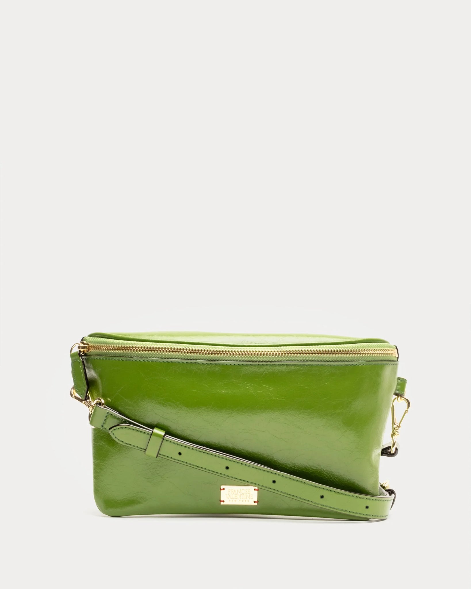 Frances Valentine Billie Sling Crossbody Bag Crinkled Leather - Green