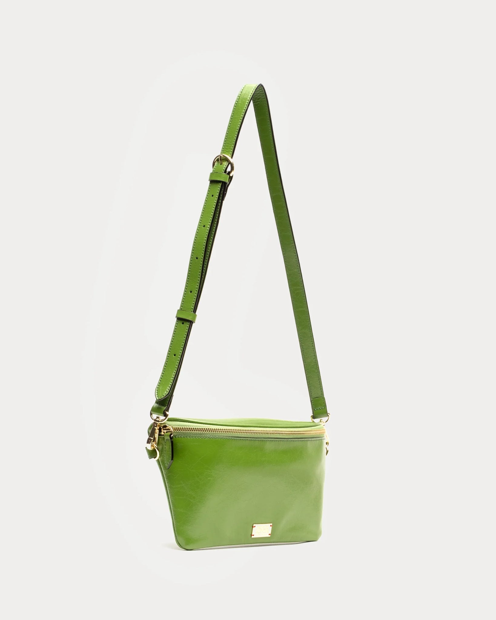 Frances Valentine Billie Sling Crossbody Bag Crinkled Leather - Green