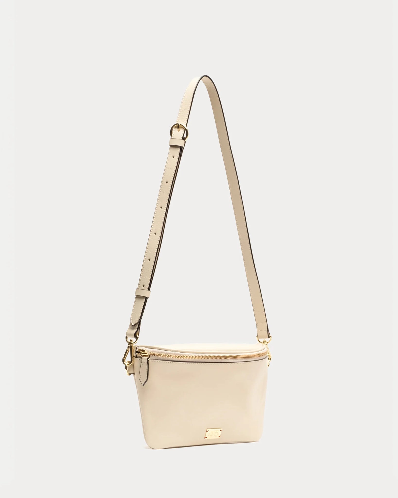 Frances Valentine Billie Sling Crossbody Bag Crinkled Leather - Oyster